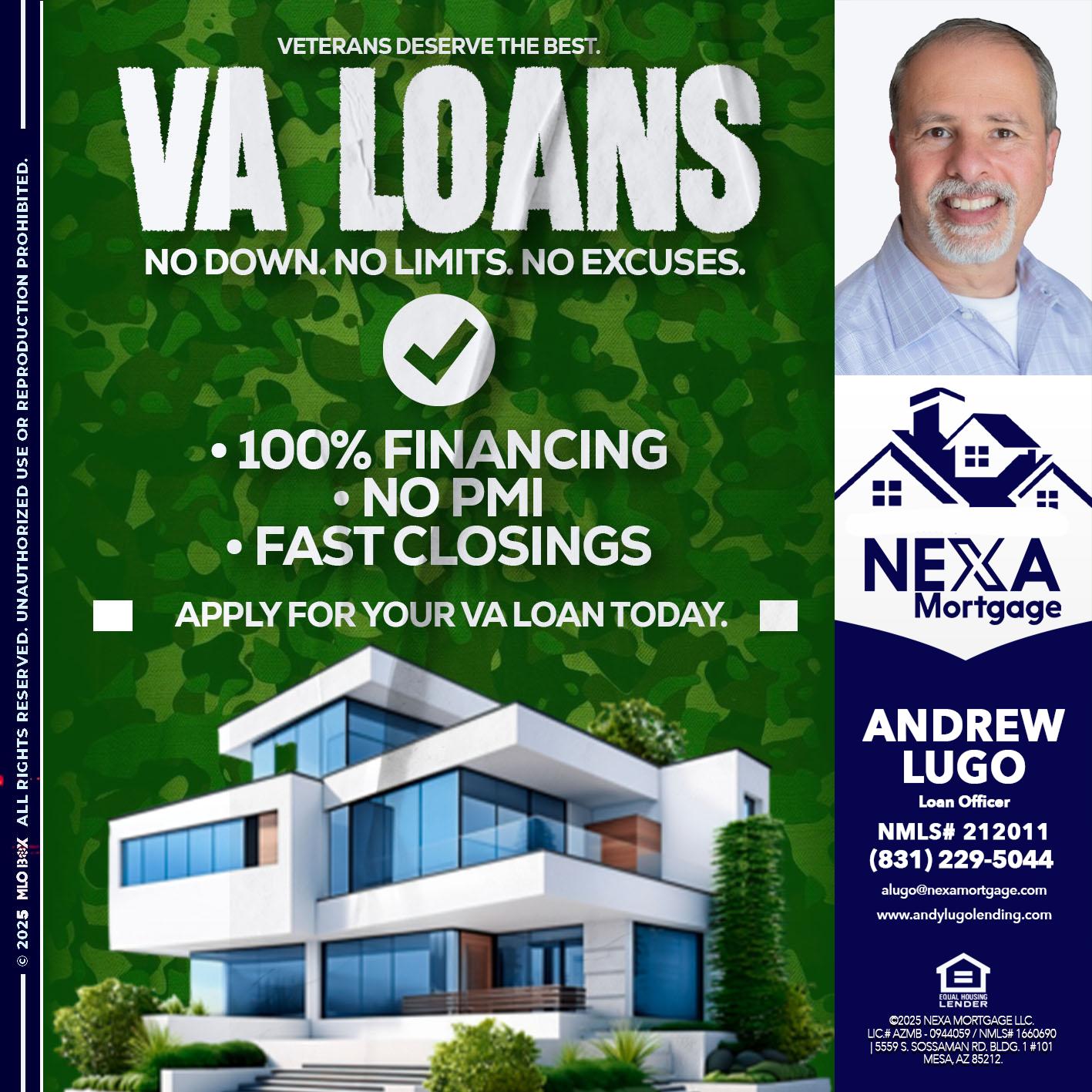 VA LOANS - Andrew Lugo -Loan Officer