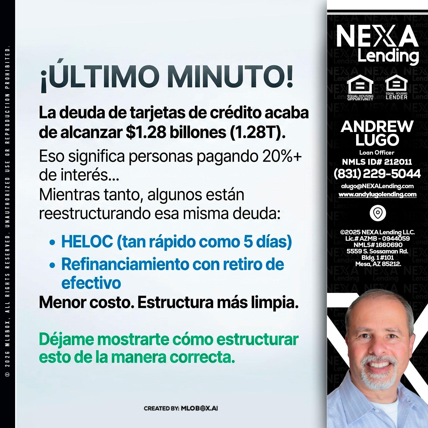 ultimo minuto - Andrew Lugo -Loan Officer