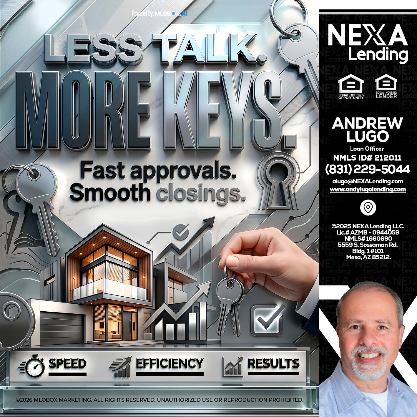 LESS TALK, MORE KEYS! - Andrew Lugo -Loan Officer